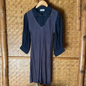 Moschino collared knit Navy Purple Dress size 2